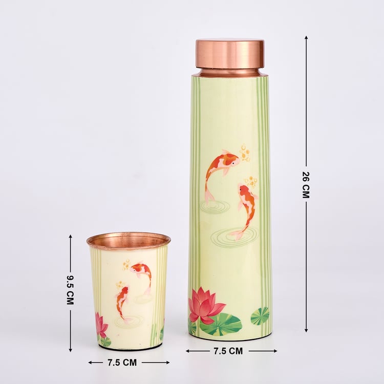 Infinity Rakhi 3Pcs Copper Water Bottle with Tumbler Set