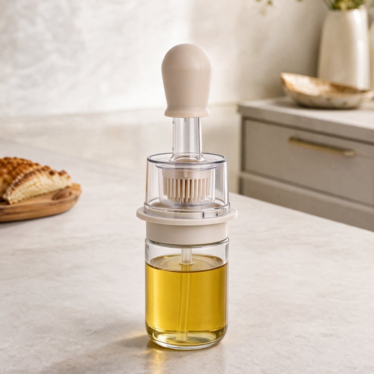 Pamolive Solin Glass Oil Bottle with Silicone Brush - 180ml