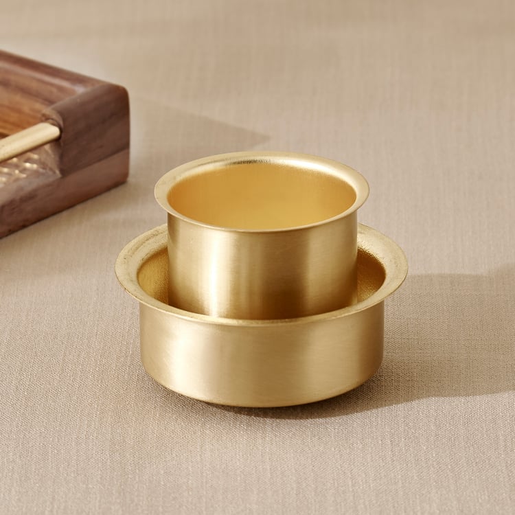 Norvia Rakhi Myn Set of 2 Brass Coffee Tumblers and Dabaras - 200ml