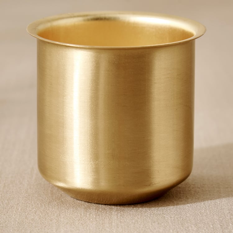 Norvia Rakhi Myn Set of 2 Brass Coffee Tumblers and Dabaras - 200ml