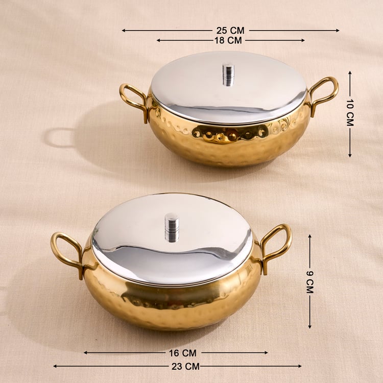 Shale Primo Set of 2 Stainless Steel Belly Casseroles with Lids