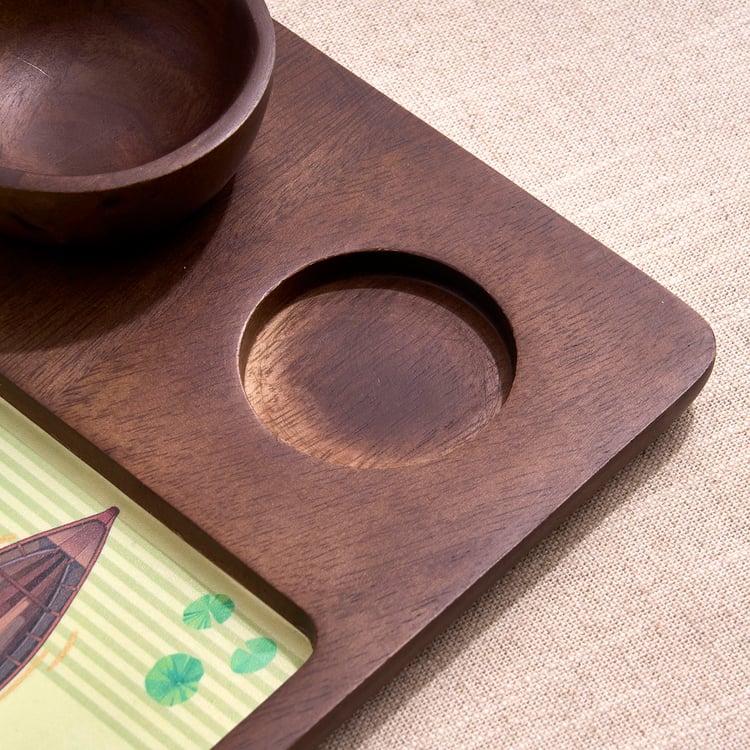 Koi Pond Wooden Chip and Dip Platter
