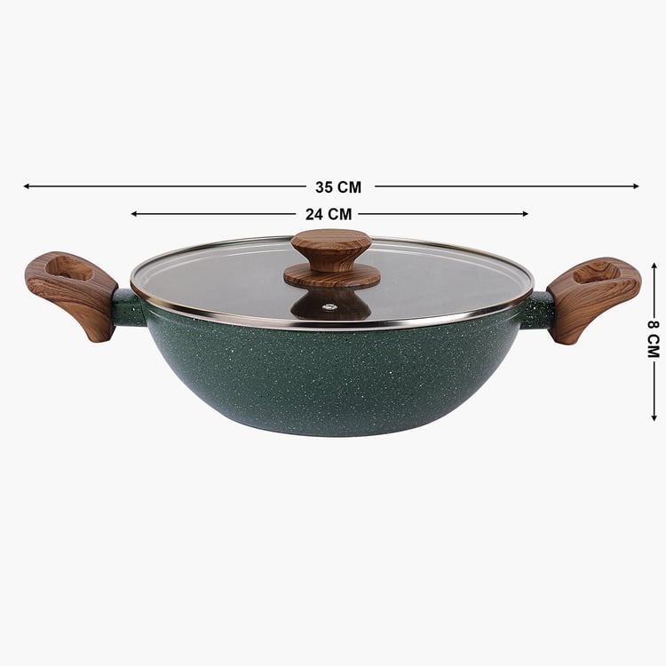 Allure Botanica Aluminium Spatter Kadhai with Lid - 2.5L