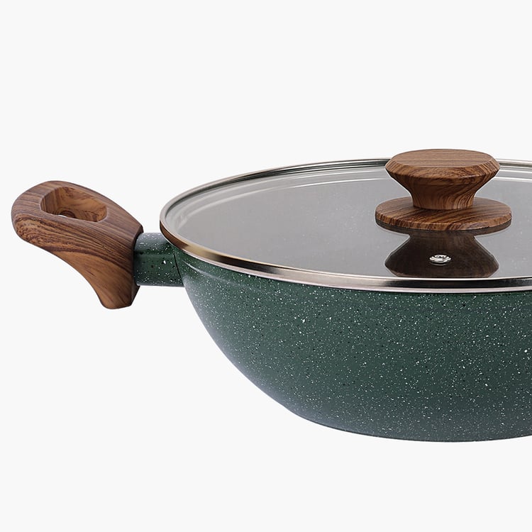 Allure Botanica Aluminium Spatter Kadhai with Lid - 2.5L