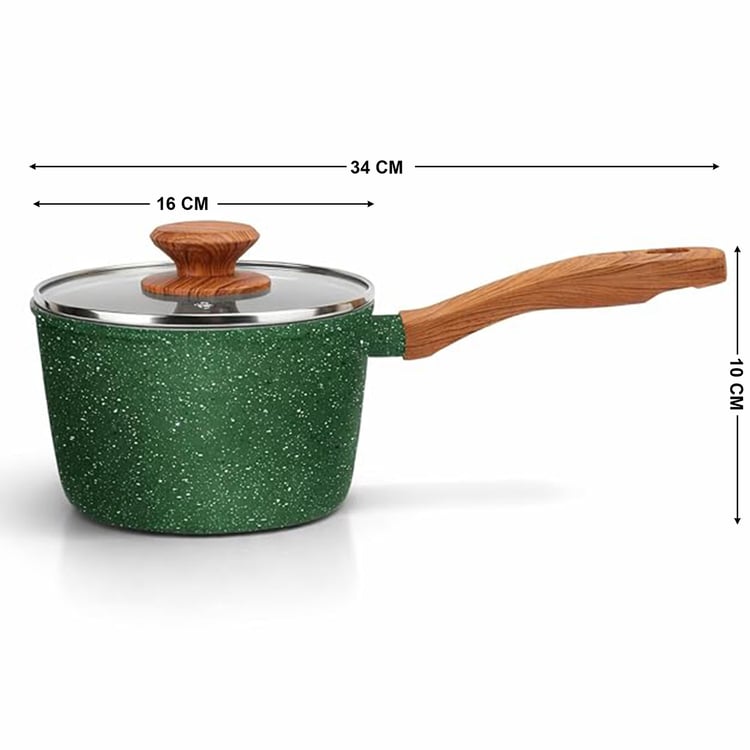Allure Botanica Aluminium Induction Compatible Spatter Milk Pan with Lid - 1.75L
