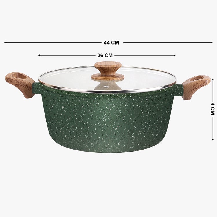 Allure Botanica Aluminium Spatter Induction Compatible Casserole with Lid - 5.4L