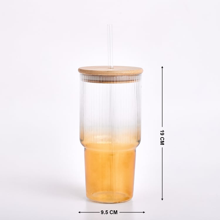 Infinity Festive Quench Borosilicate Glass Tumbler with Bamboo Lid and Straw - 750ml