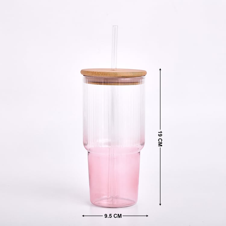 Infinity Festive Quench Borosilicate Glass Tumbler with Lid and Straw - 750ml