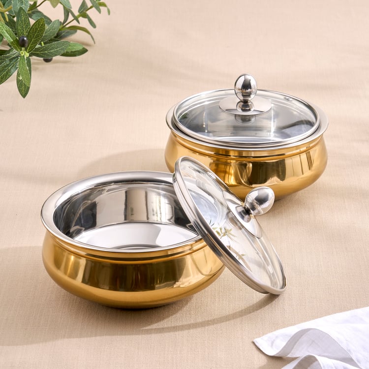 Shale Primo Set of 2 Stainless Steel Handi Casseroles with Lids - 900ml
