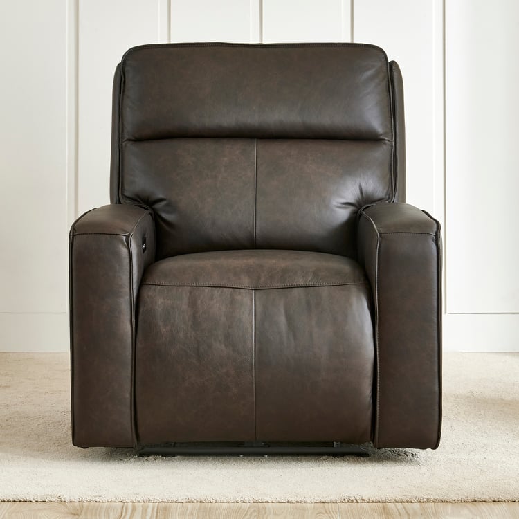 Caden Half Leather 1-Seater Electric Recliner - Brown