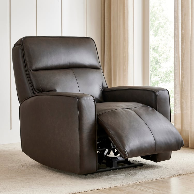 Caden Half Leather 1-Seater Electric Recliner - Brown