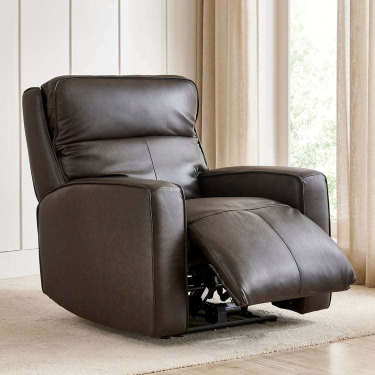 Caden Half Leather 1-Seater Electric Recliner - Brown