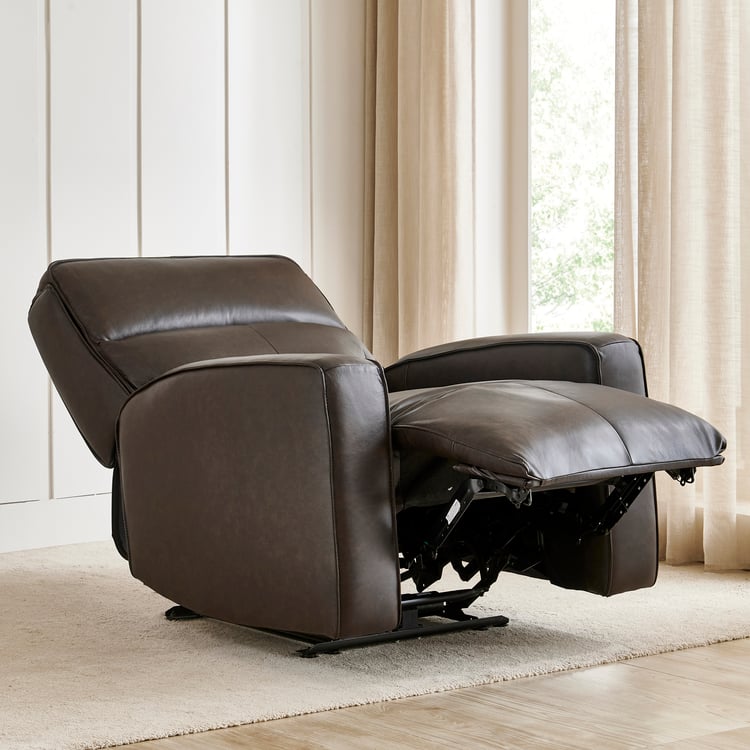 Caden Half Leather 1-Seater Electric Recliner - Brown