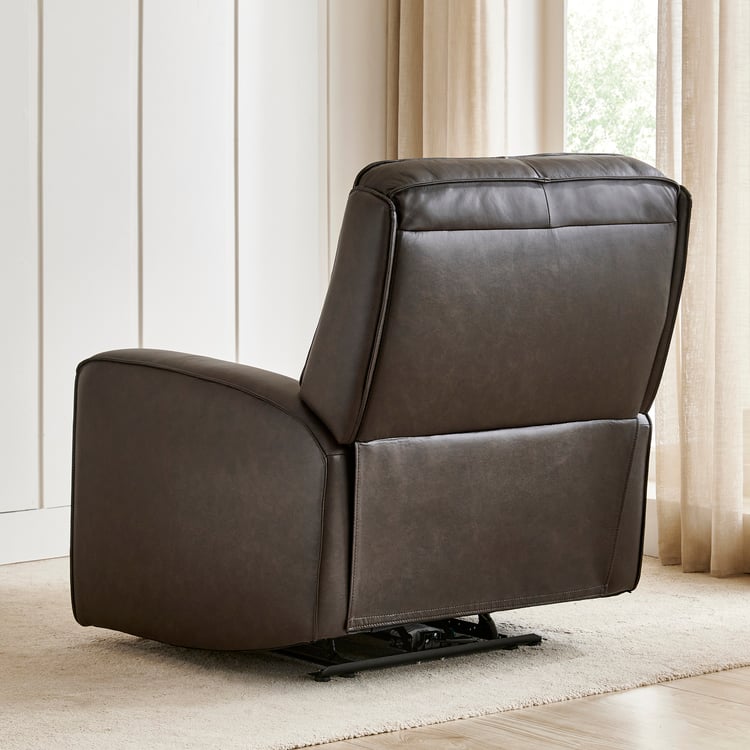 Caden Half Leather 1-Seater Electric Recliner - Brown