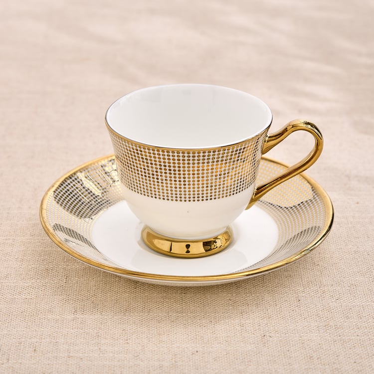 Ebony Set of 4 Bone China Printed Cups and Saucers -150ml