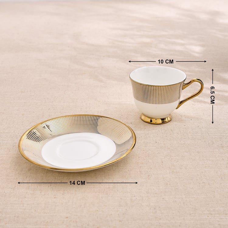 Ebony Set of 4 Bone China Printed Cups and Saucers -150ml