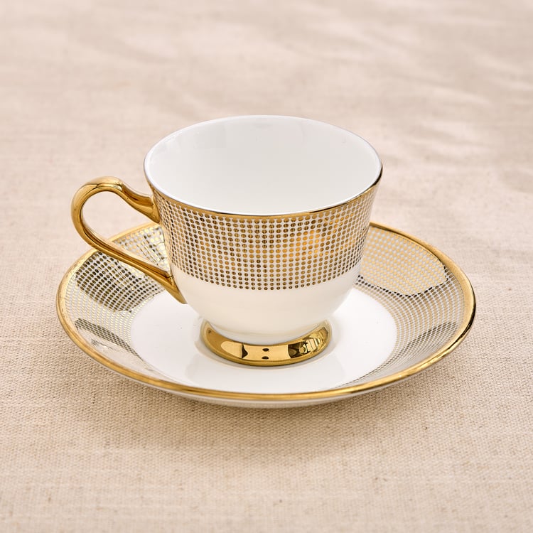 Ebony Set of 4 Bone China Printed Cups and Saucers -150ml