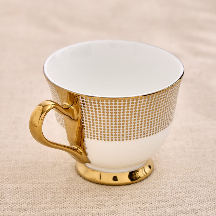 Ebony Set of 4 Bone China Printed Cups and Saucers -150ml