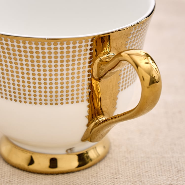 Ebony Set of 4 Bone China Printed Cups and Saucers -150ml