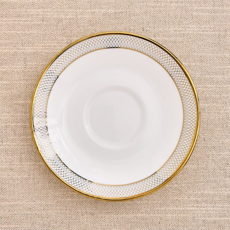 Ebony Timeless Set of 4 Bone China Printed Cups and Saucers - 210ml