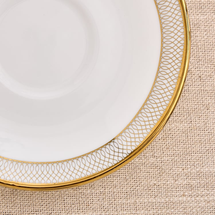 Ebony Timeless Set of 4 Bone China Printed Cups and Saucers - 210ml