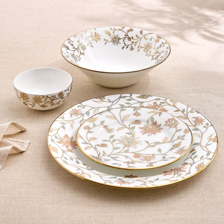 Ebony Floral 18Pcs Bone China Dinner Set