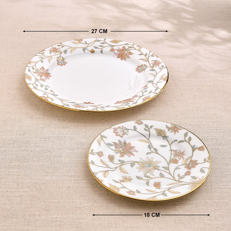 Ebony Floral 18Pcs Bone China Dinner Set