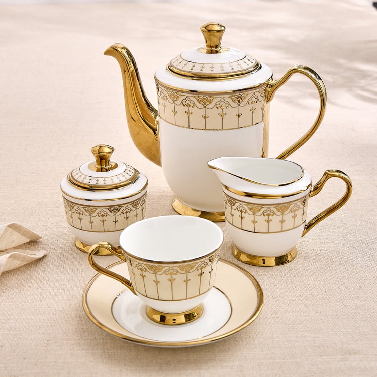 Ebony Georgian 15Pcs Bone China Tea Set