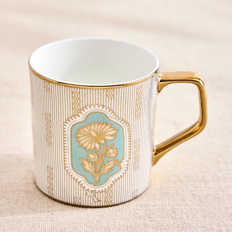 Mandarin Iris Set of 4 Bone China Floral Print Mugs - 230ml
