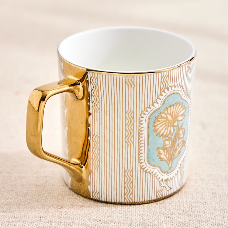 Mandarin Iris Set of 4 Bone China Floral Print Mugs - 230ml