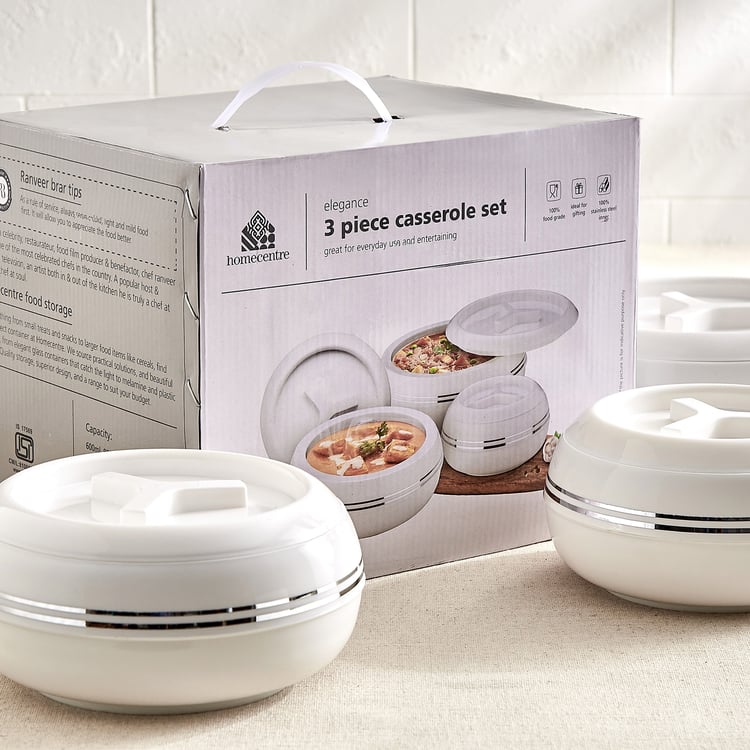 Elegance Bhoj Set of 3 Polypropylene Casseroles