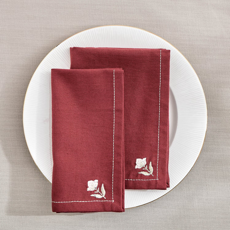 Garnet Amara Set of 2 Cotton Embroidered Napkins