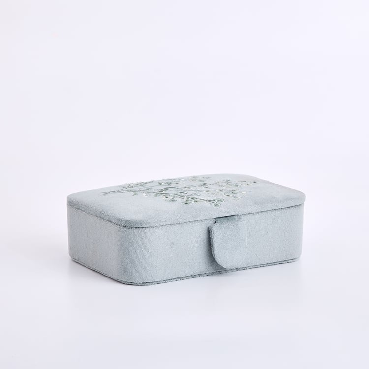Orion Cosmetic Organizers Bloom Velvet Finish Embroidered Jewellery Box