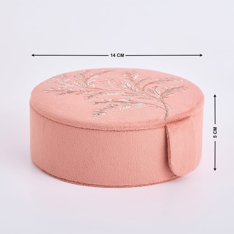 Orion Cosmetic Organizers Bloom Velvet Finish Embroidered Jewellery Box