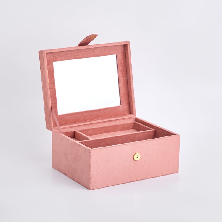 Orion Cosmetic Organizers Bloom Velvet Finish Embroidered Jewellery Box
