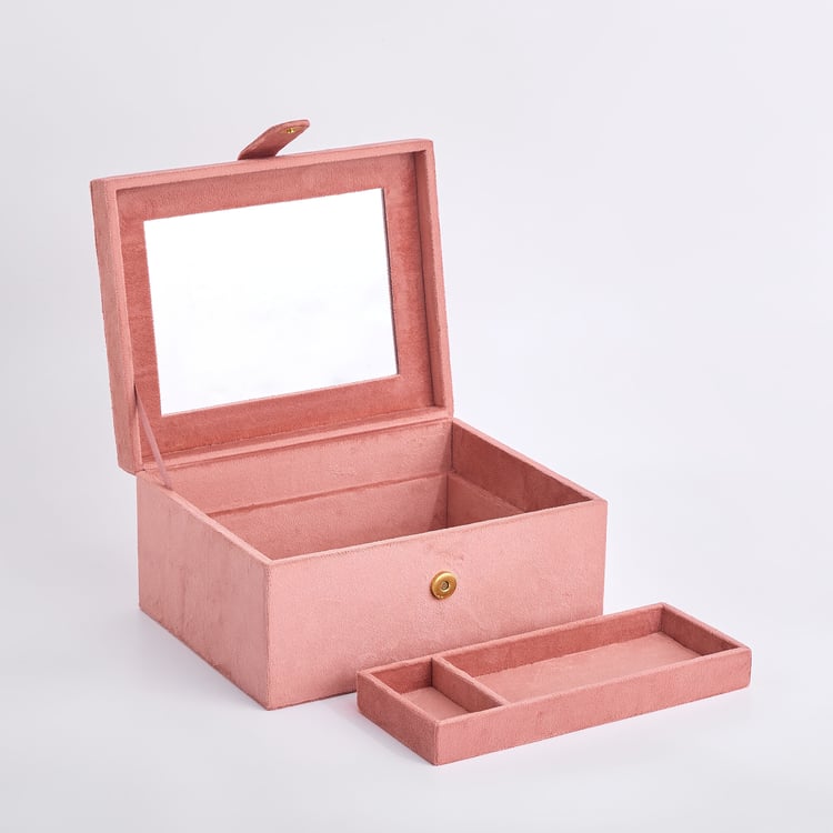 Orion Cosmetic Organizers Bloom Velvet Finish Embroidered Jewellery Box