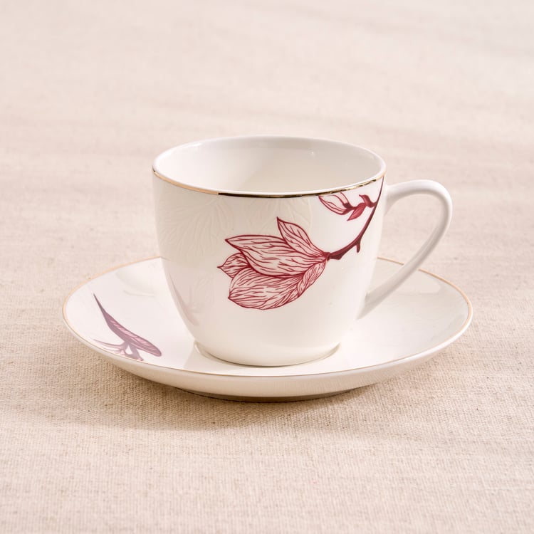 Garnet Altius New Bone China Floral Print Cup and Saucer - 200ml