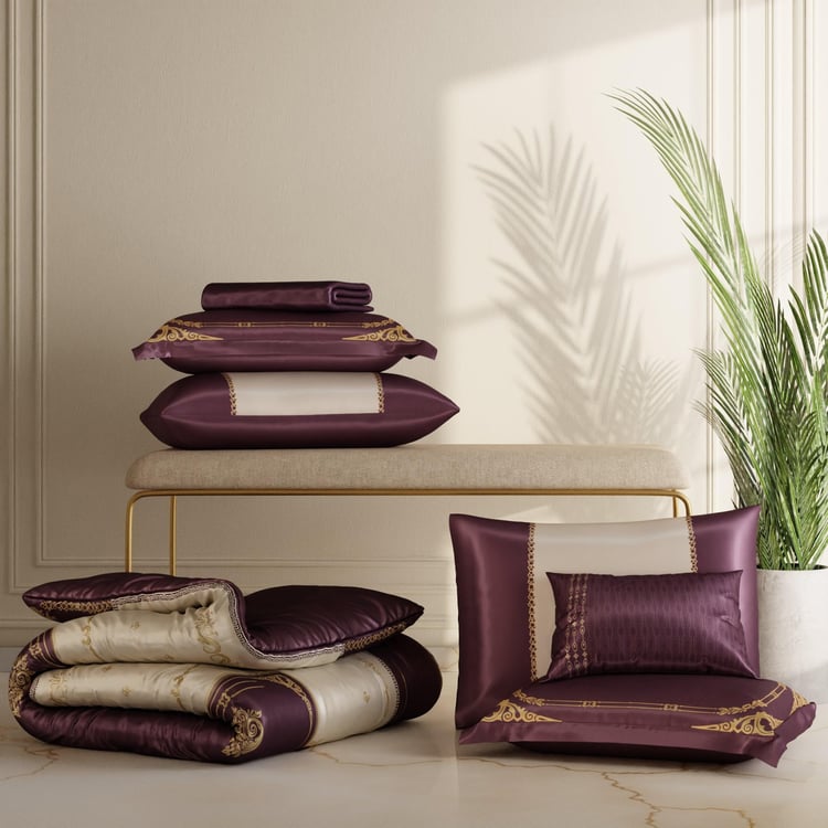 STOA PARIS Coronation Satin 7Pcs Double Bed-In-A-Bag Set