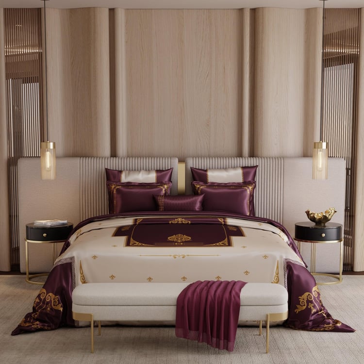 STOA PARIS Coronation Satin 7Pcs Double Bed-In-A-Bag Set