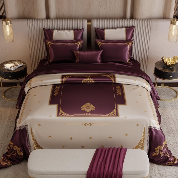 STOA PARIS Coronation Satin 7Pcs Double Bed-In-A-Bag Set