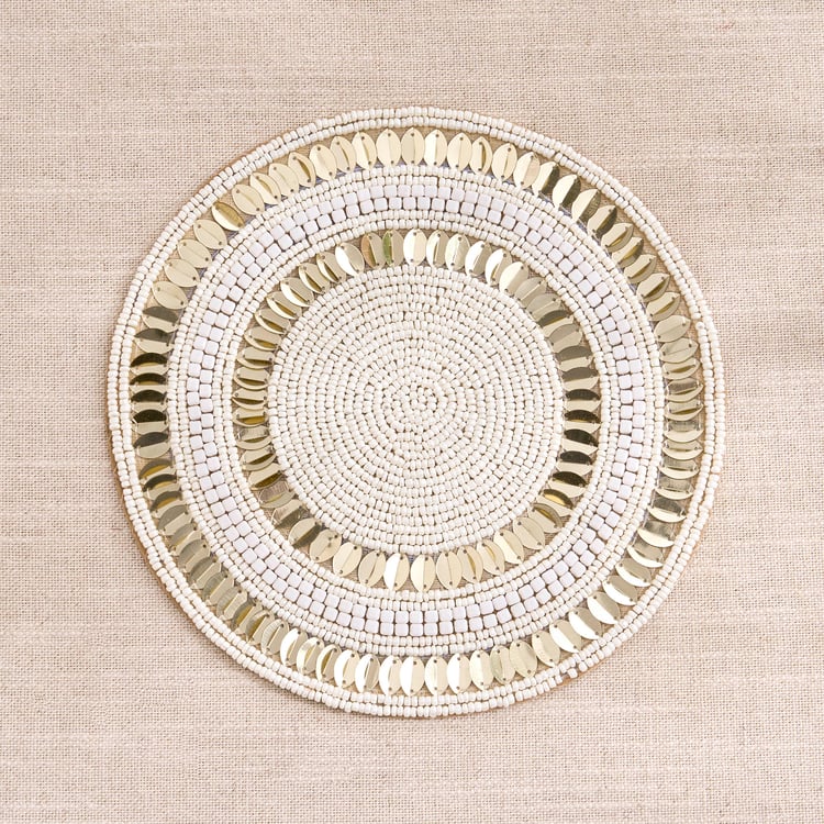 Halcyon Glass Beaded Leaf Border Trivet
