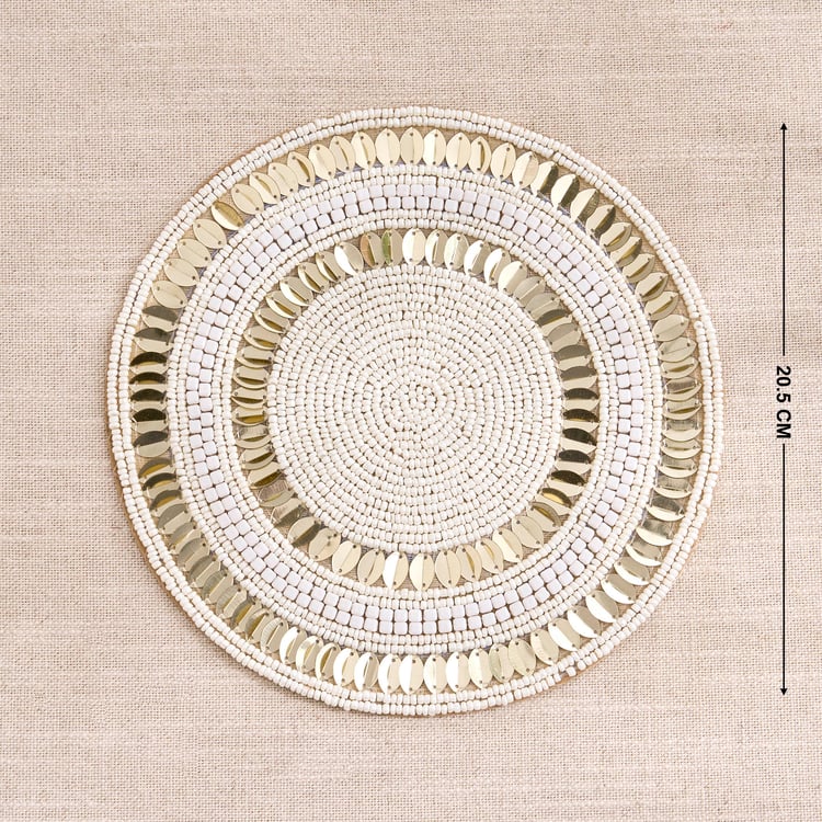 Halcyon Glass Beaded Leaf Border Trivet