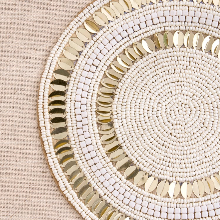Halcyon Glass Beaded Leaf Border Trivet