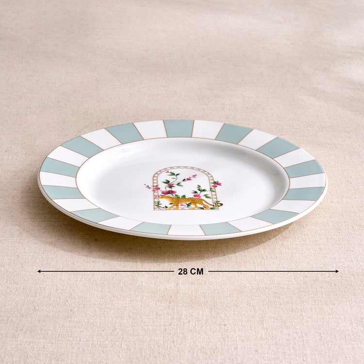 India Inspired Bone China Printed Dinner Plate - 28cm