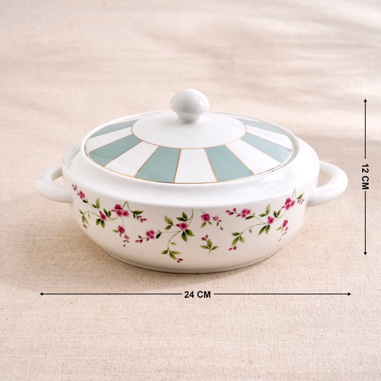 India Inspired Bone China Floral Print Donga with Lid - 1.8L