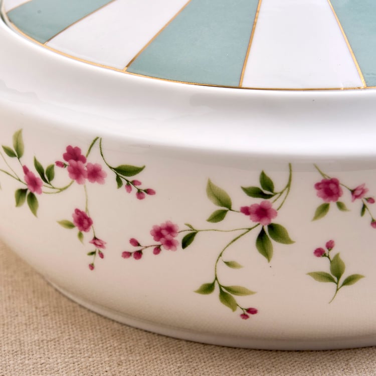 India Inspired Bone China Floral Print Donga with Lid - 1.8L