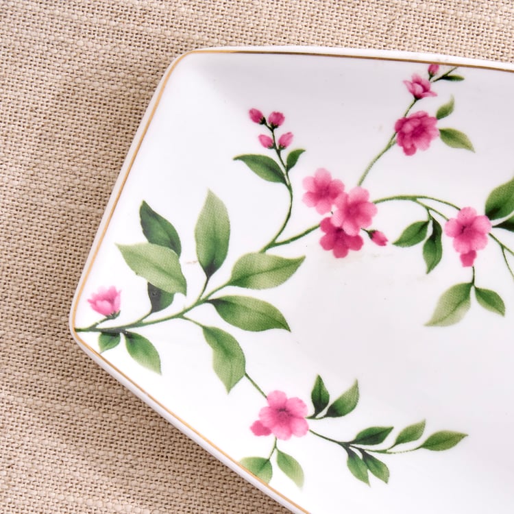 India Inspired Bone China Floral Print Serving Platter - Small
