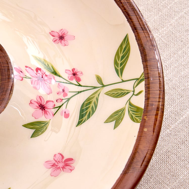 Royal Garden Mango Wood Printed Chip and Dip Platter