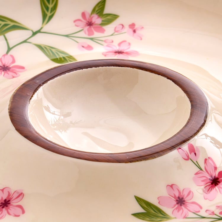 Royal Garden Mango Wood Printed Chip and Dip Platter