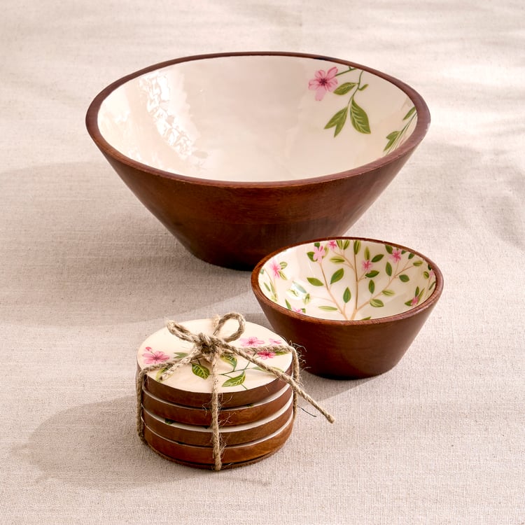 Royal Garden Set of 4 Mango Wood Floral Print Coasters